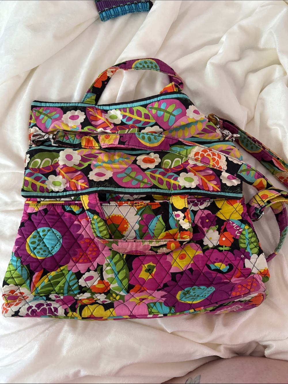 Vera Bradley Multicolor Purple Floral Quilted Tote